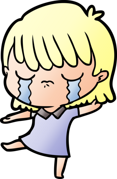 Bir insan tarafından çizilmiş ağlayan çizgi film kadını.