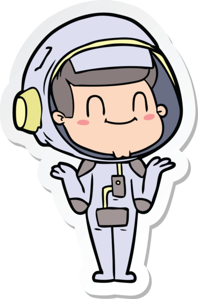 Bir insan tarafından çizilmiş mutlu bir astronotun çıkartması.