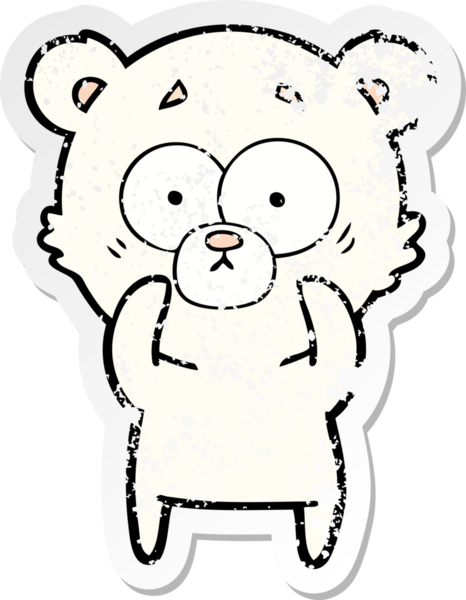 Bir insan tarafından çizilmiş şaşırmış bir kutup ayısı karikatürü.