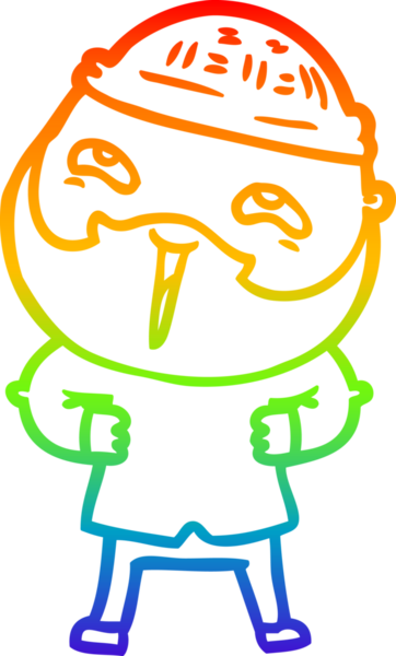 Bir insan tarafından çizilmiş mutlu sakallı bir adamın çizgi çizimi.