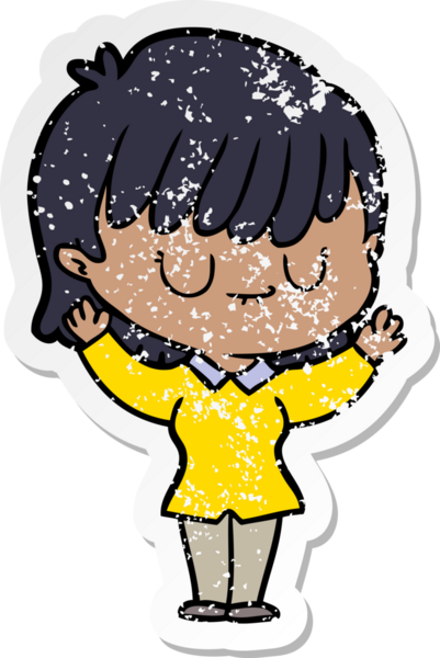 Bir insan tarafından çizilmiş karikatür bir kadının sıkıntılı çıkartması.