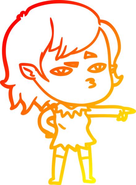 Bir insan tarafından çizilmiş bir vampir kız çizgi çizimi.