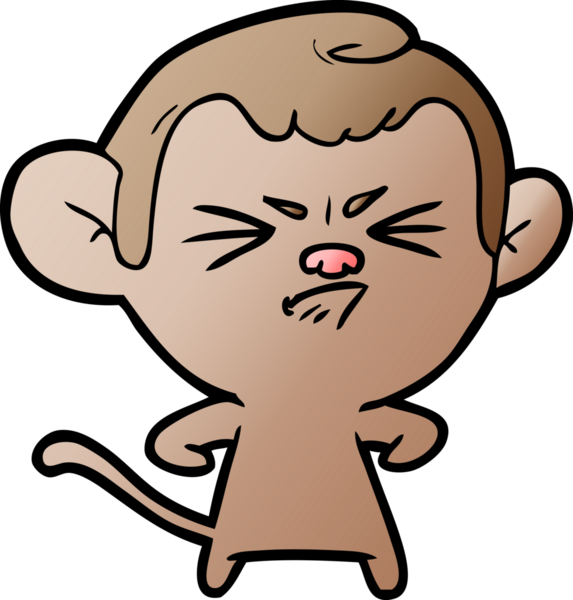 Bir insan tarafından çizilmiş kızgın maymun çizgi filmi.