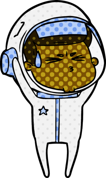 Çizgi film bir insan tarafından çizilmiş astronot.