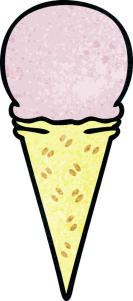 Bir insan tarafından çizilmiş garip bir çizgi film çilekli dondurma külahı.