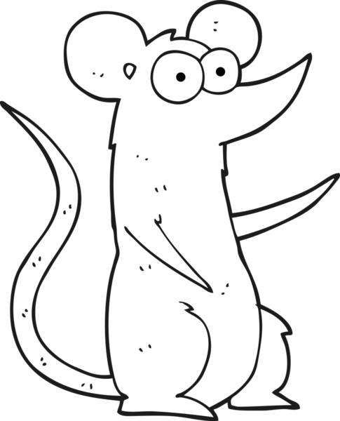 Bir insan tarafından çizilmiş siyah beyaz çizgi film faresi