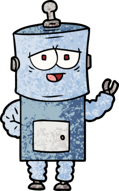 Bir insan tarafından çizilmiş çizgi film robotu