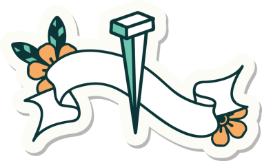 Bir insan tarafından çizilmiş demir çivi amblemli dövme stili.