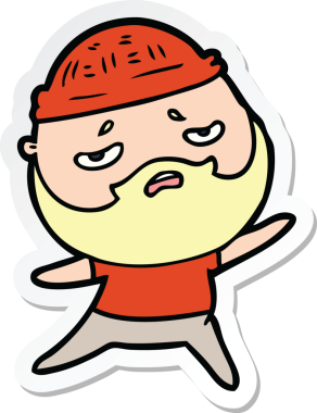 Bir insan tarafından çizilmiş sakallı endişeli bir karikatür çıkartması.