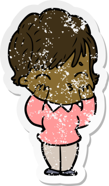 Bir insan tarafından çizilmiş bir karikatür kadının sıkıntılı çıkartması.