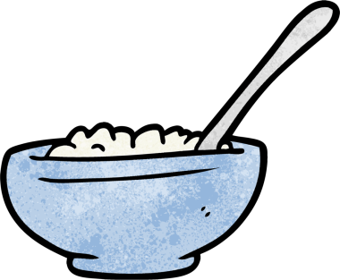 Bir insan tarafından çizilmiş pirinç kasesi.