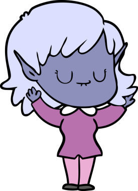 Bir insan tarafından çizilmiş mutlu elf kızı.