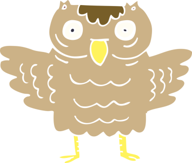 Bir insan tarafından çizilmiş komik baykuş.