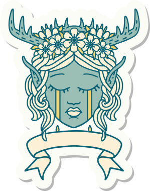 Bir insan tarafından çizilmiş pankartıyla Elf Druid karakterinin çıkartması.