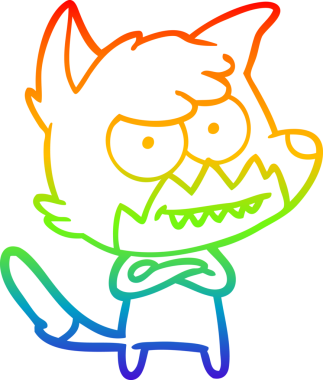 Bir insan tarafından çizilmiş sırıtan tilki çizgi çizimi.