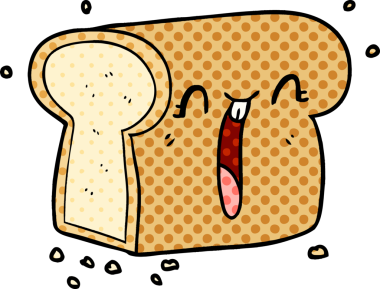 Bir insan tarafından çizilmiş gülen somun ekmek çizgi filmi