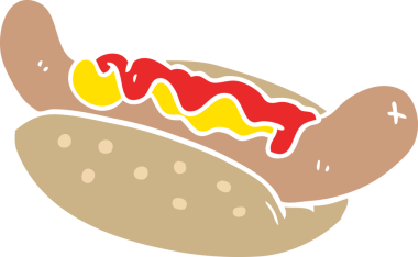 Bir insan tarafından çizilmiş düz renkli bir sosisli.