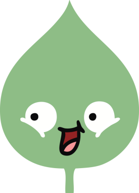 Bir insan tarafından çizilmiş dışavurumsal yaprağın düz renk retro karikatürü