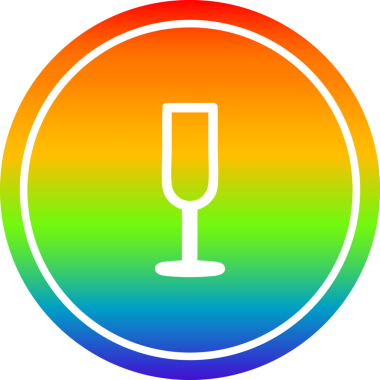 Bir insan tarafından çizilmiş gökkuşağı gradyatlı şampanya flütü ikonu.