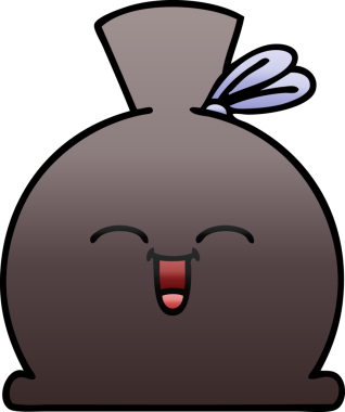 Bir insan tarafından çizilmiş bir çuvalın gölgeli çizgi filmi.