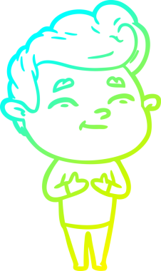 Bir insan tarafından çizilmiş mutlu bir çizgi film karakteri çizimi.