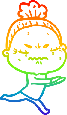 Gökkuşağı gradyan çizgi çizimi bir insan tarafından çizilmiş yaşlı bir kadın tarafından rahatsız edildi