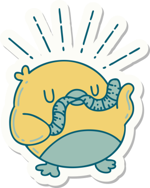 Bir insan tarafından çizilmiş kurt dövmeli bir Robin çıkartması.