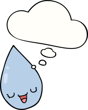 Bir insan tarafından çizilmiş düşünce baloncuklu çizgi film yağmur damlası