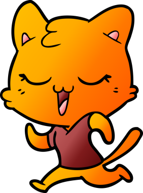 Bir insan tarafından çizilmiş mutlu çizgi film kedisi.