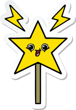 Bir insan tarafından çizilmiş şirin bir çizgi film sihirli değneğinin çıkartması.