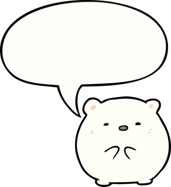 Bir insan tarafından çizilmiş konuşma baloncuklu şirin kutup ayısı.