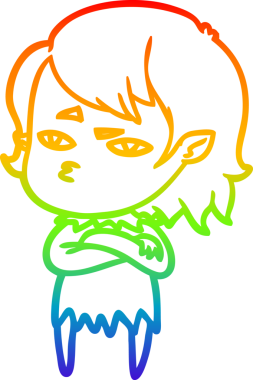 Gökkuşağı gradyan çizimi Bir insan tarafından çizilen vampir kız çizgi