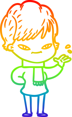 gökkuşağı gradyan çizimi bir insan tarafından çizilmiş mutlu bir kadın çizgi