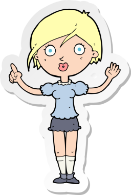 Bir insan tarafından çizilmiş soru soran bir karikatür kızının çıkartması.