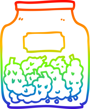 Bir insan tarafından çizilmiş bir karikatür kenevir dispanserinin gökkuşağı gradyanı çizimi