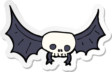 Bir insan tarafından çizilmiş bir karikatür, ürkütücü kafatası yarasası.