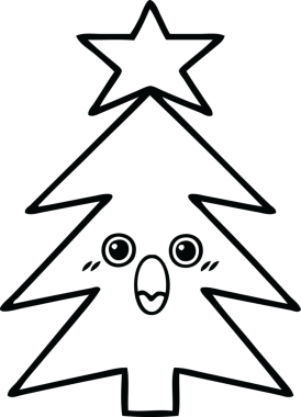 Bir insan tarafından çizilmiş bir noel ağacının çizgi çizimi