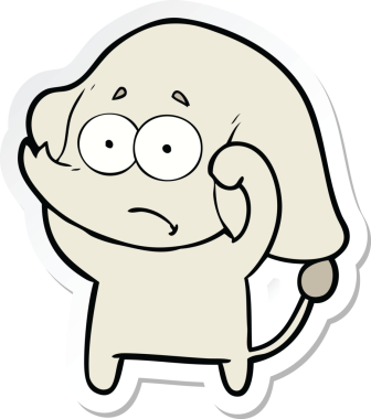 Bir insan tarafından çizilmiş belirsiz bir filin çıkartması.