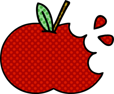 Bir insan tarafından çizilmiş kırmızı elma çizgi filmi.