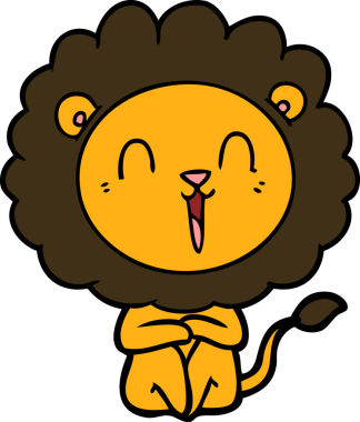 Bir insan tarafından çizilmiş gülen aslan çizgi filmi.