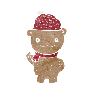 Bir insan tarafından çizilmiş şapkalı çizgi film ayısı.