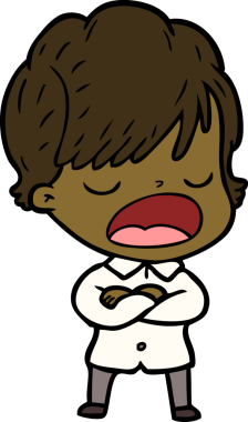 Bir insan tarafından çizilmiş bir karikatür kadın konuşuyor.