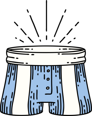 Bir insan tarafından çizilmiş geleneksel dövme tarzı şortun çizimi