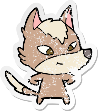 Bir insan tarafından çizilmiş dost canlısı bir kurdun sıkıntılı çıkartması.