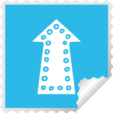 Bir insan tarafından çizilmiş kare soyulmuş tuhaf çizgi film oku.