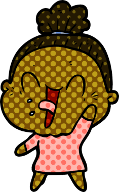 Bir insan tarafından çizilmiş mutlu yaşlı kadın çizgi filmi.