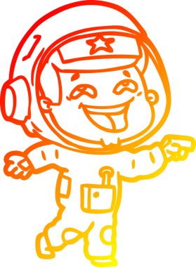 Bir insan tarafından çizilmiş gülen astronotun sıcak çizgi çizimi