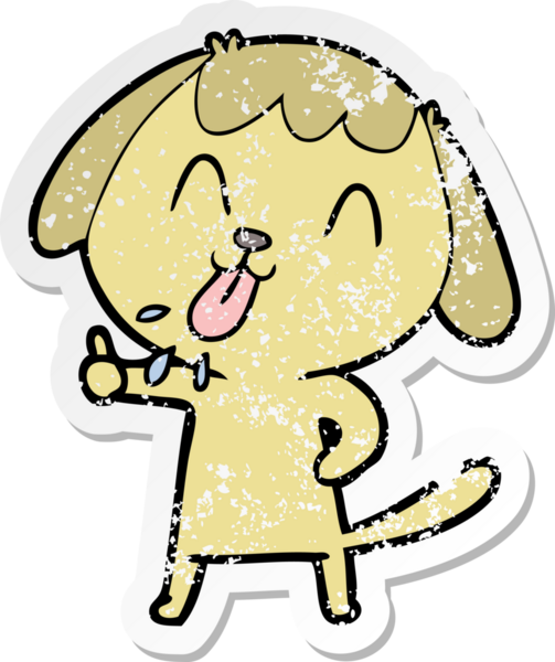 Bir insan tarafından çizilmiş şirin bir köpeğin sıkıntılı çıkartması.