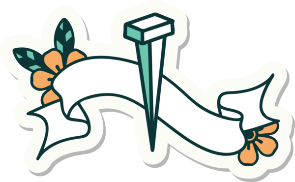 Bir insan tarafından çizilmiş demir çivi amblemli dövme stili.