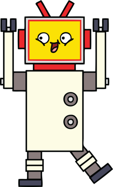 Bir insan tarafından çizilmiş sevimli bir robot karikatürü.